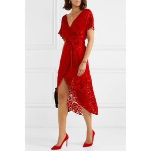 Alice & Olivia Red Floral Midi Dress